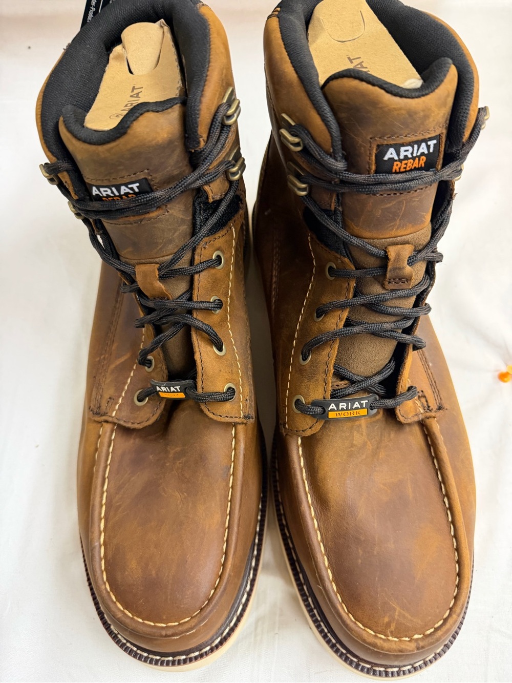 Ariat Brown Leather Work Boots with Black Laces